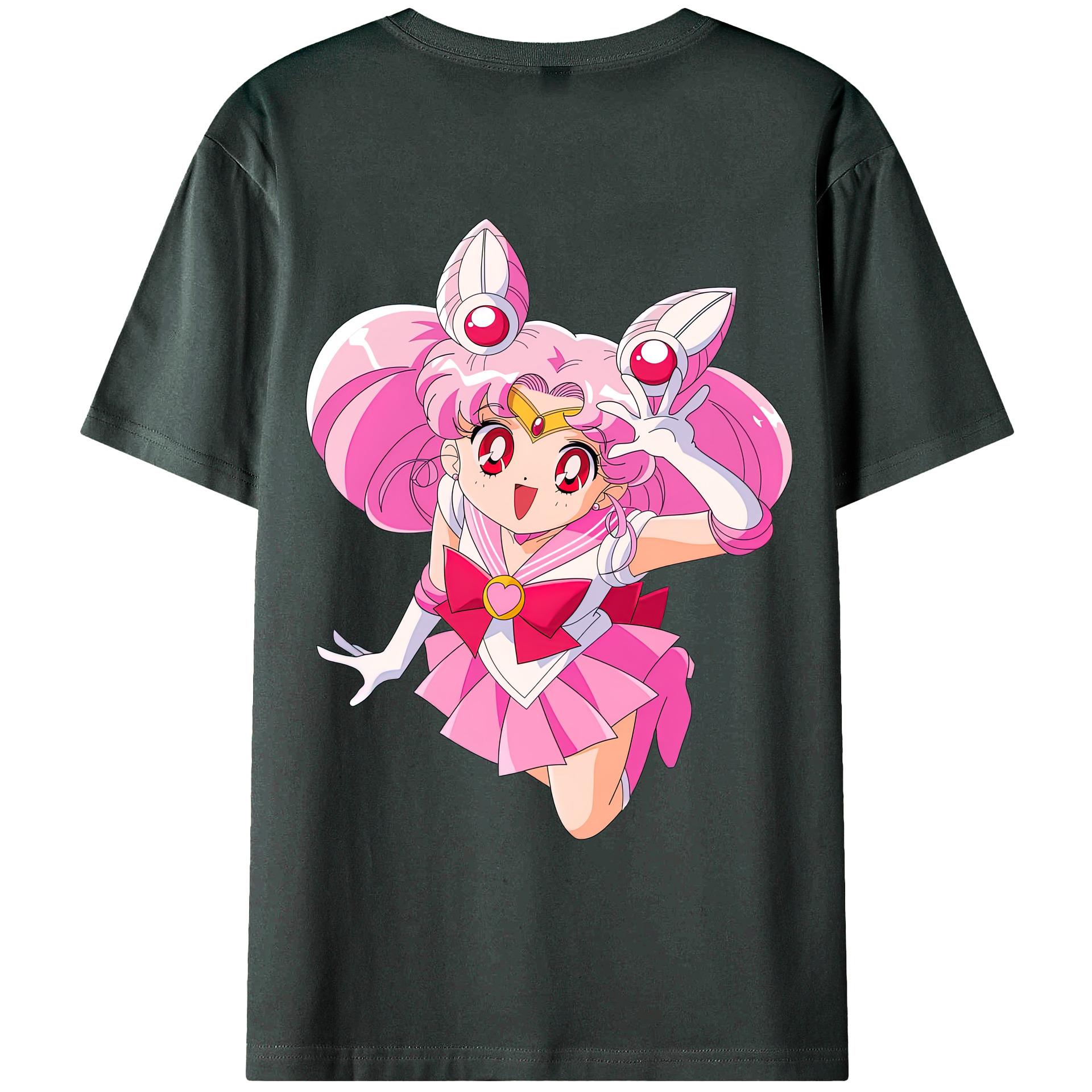 （画像用） 美少女戦士セーラームーン ちびうさ Sailor Moon Chibiusa Tsukino Usagi Small Lady Serenity 綿100％ メンズ半袖Tシャツ（バックプリント） 通気性